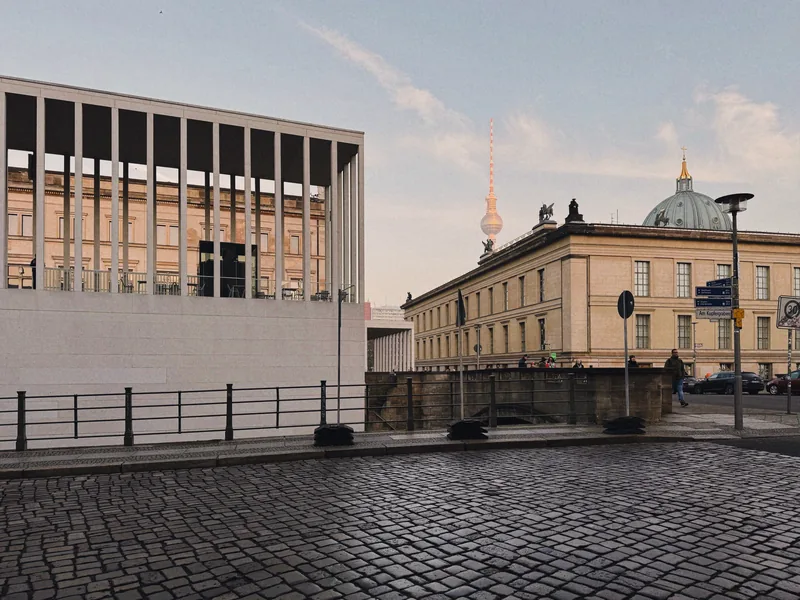 Rooftops and construction cranes in central Berlin, Germany
