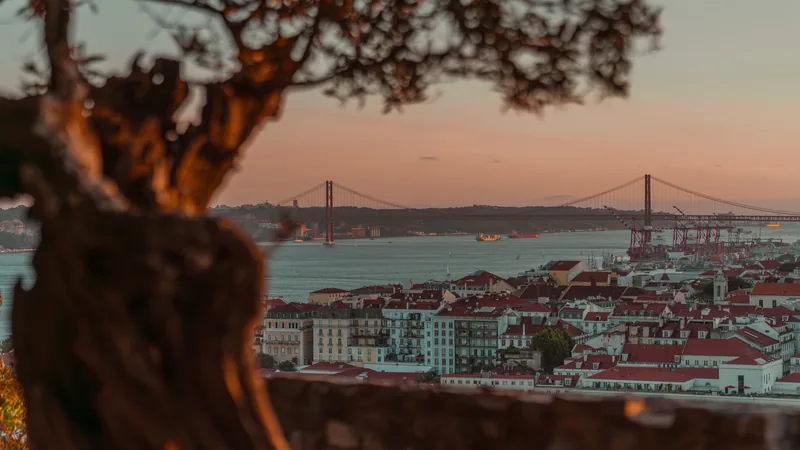 Rooftops and riverside facades in central Lisbon, Portugal