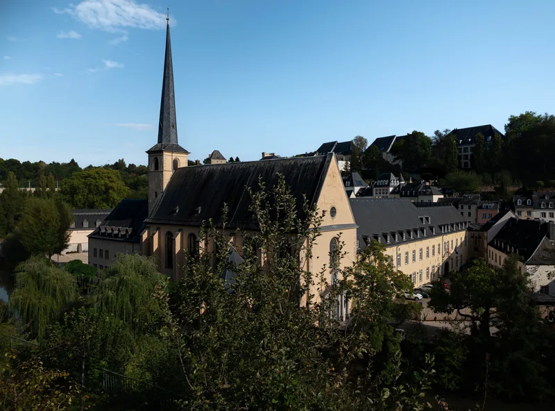 View over the city of Luxembourg and its elevated office buildings