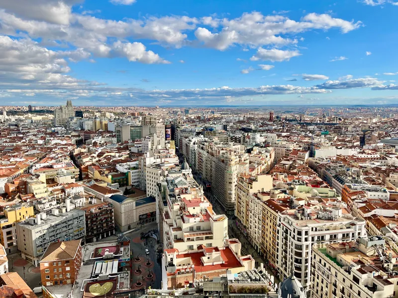 Office buildings in the Castellana business district of Madrid, Spain