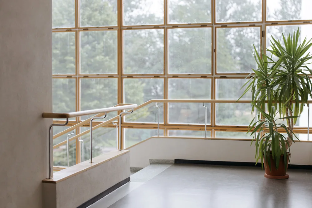 Minimalist private office with a view, discreet consultation space