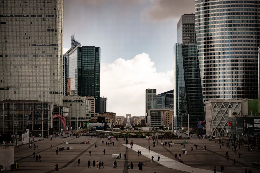 European business district with contemporary buildings